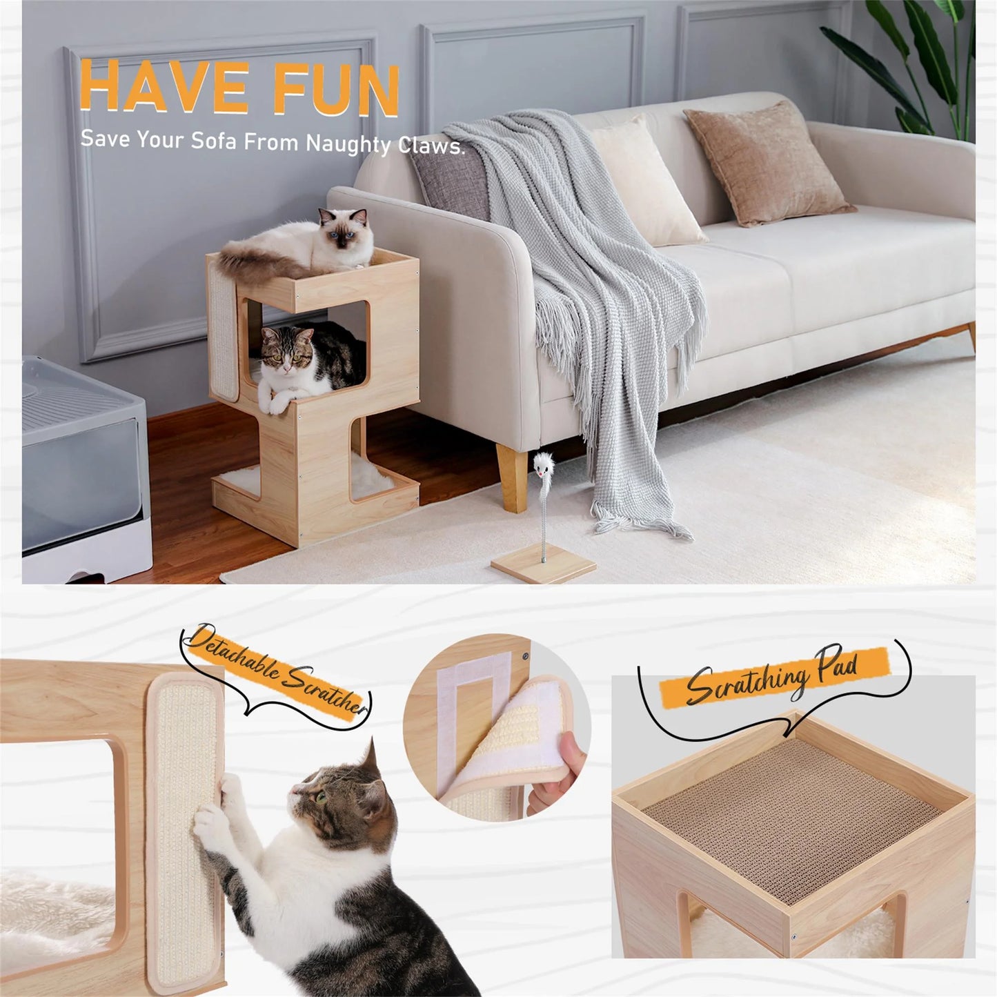 Torreus Cat Tree Dual Bedside Table & Cat Tree Default Title