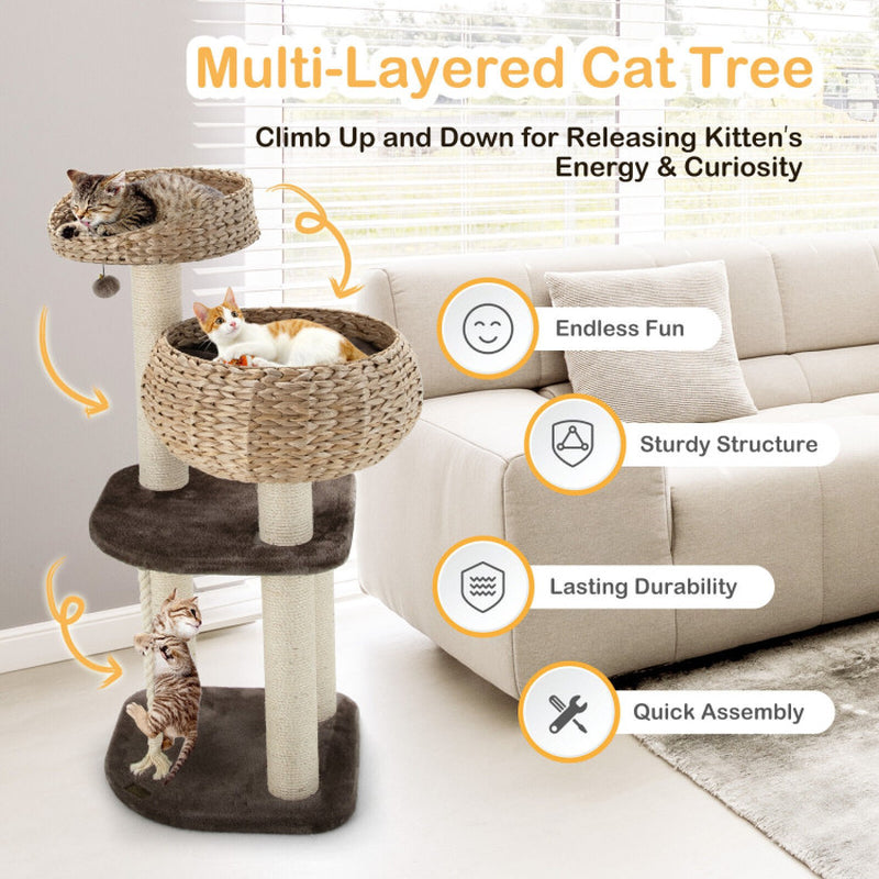 Torreus Cat Tree Hand-Woven Water Hyacinth Twine Cat Tree Default Title