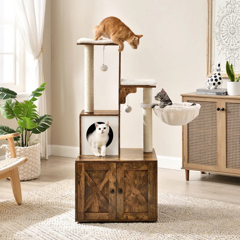 Torreus Cat Tree Barndoor Cat Tree Rustic Brown