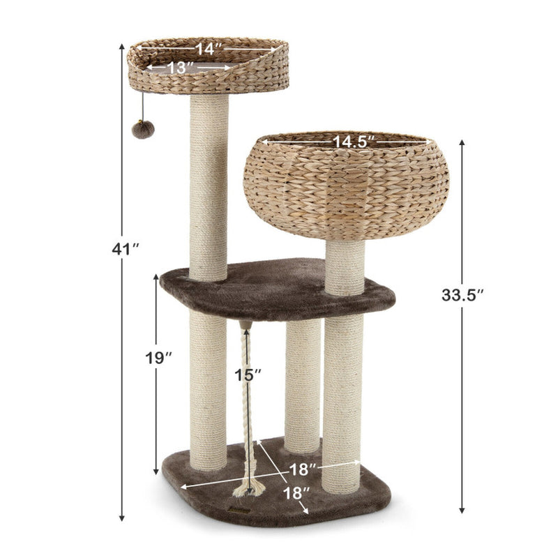 Torreus Cat Tree Hand-Woven Water Hyacinth Twine Cat Tree Default Title