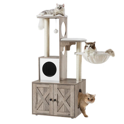 Torreus Cat Tree Barndoor Cat Tree Greige