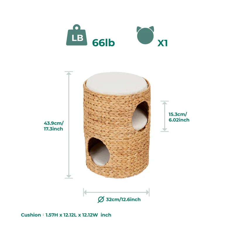 Torreus Cat Tree Water Hyacinth Cat Bed Cubby Default Title