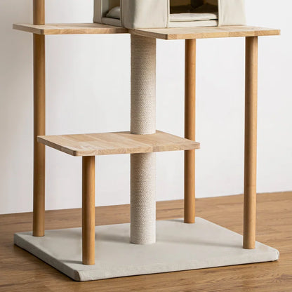 Torreus Cat Tree Upscale Light Wooden Cat Tower