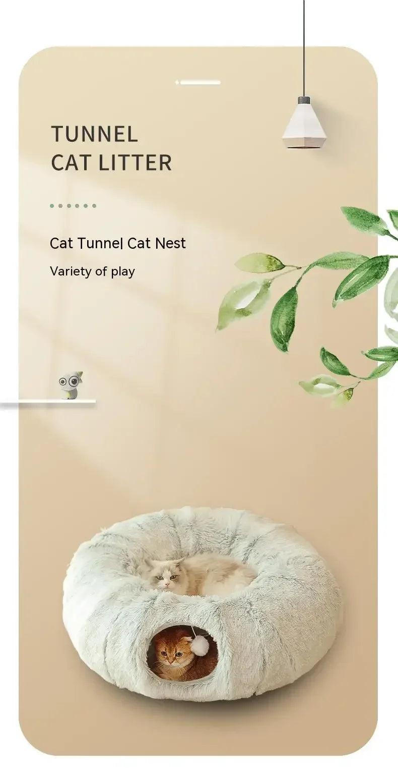 Plush Donut Cat Bed