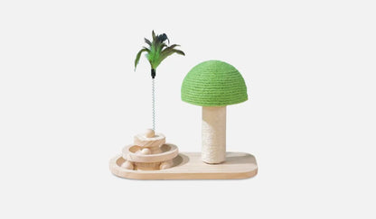 Torreus Scratching Post Mushroom Montessori Cat Toy 2 Ball Turntable