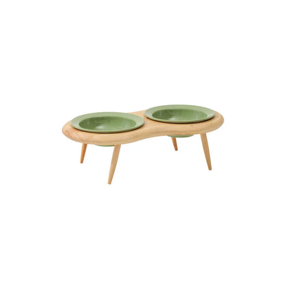 Torreus Food Bowl Elevated Ceramic Food Bowl Green Double Stand