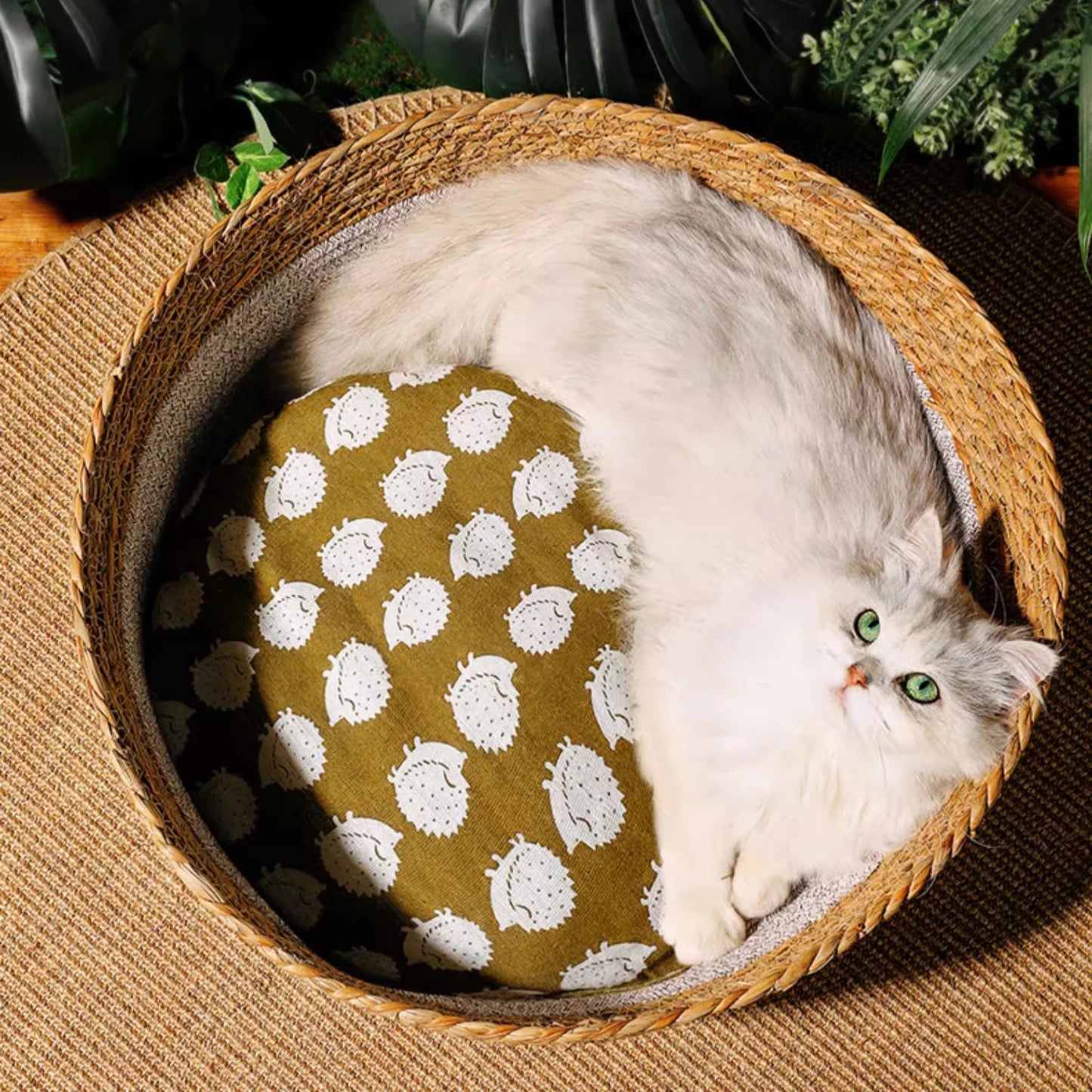 Torreus Cat Bed Hand-Woven Rattan Cat Bed