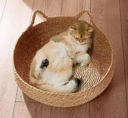 Handwoven Basket Cat Cradle