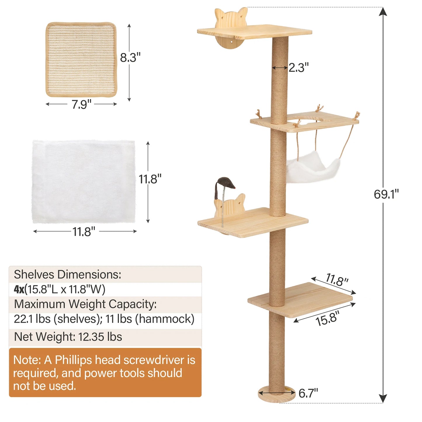 Climb and Scratch Wall-Mounted Cat Tree