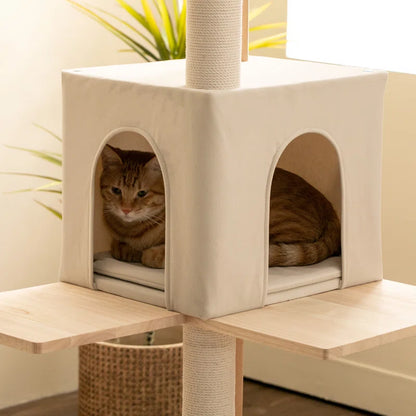 Torreus Cat Tree Upscale Light Wooden Cat Tower